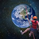 woman rapelling from Earth