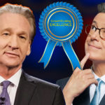 Bill Maher and Steven Colbert with GrowthBusting Excellence Award