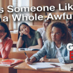 college students in lecture hall, with text "Unless Someone Like You Cares a Whole Awful Lot